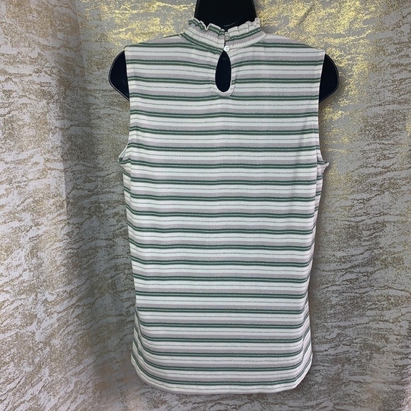 ellie white/green sleeveless striped tank top size L - Picture 6 of 11